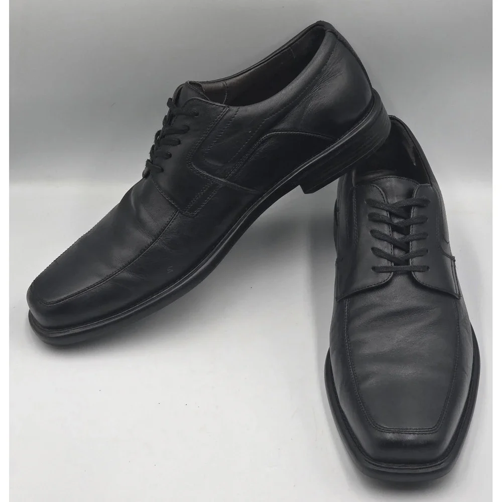 Johnston & Murphy J&M Flex Sheepskin Mens 11.5M Black Leather Oxford Shoes